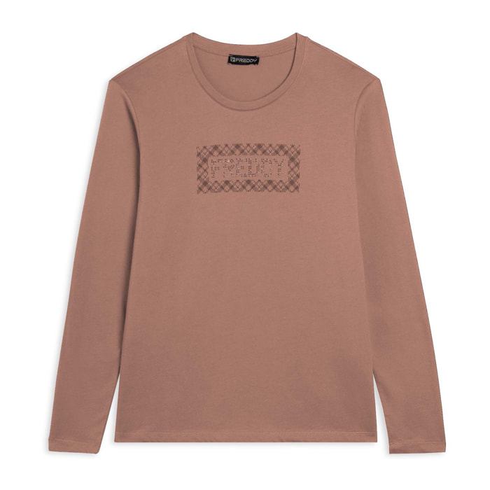 T-shirt comfort manica lunga con retro stampato