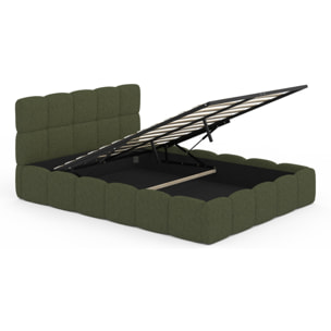 Lit coffre Bubble 140x190cm bouclette vert kaki