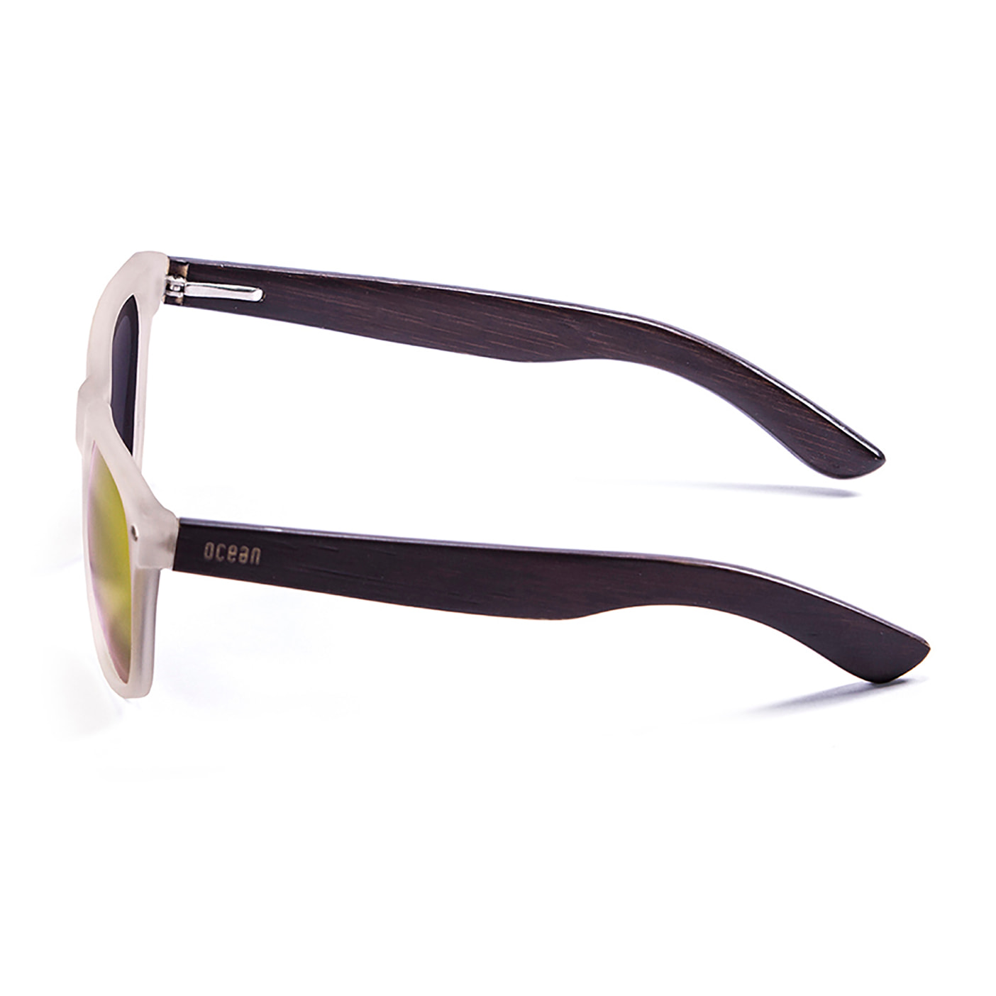 Gafas de sol OCEAN BEACH WOOD - Patilla marrón bambú con montura transparente blanco / Revo roja