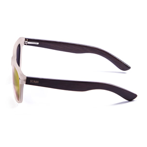 Gafas de sol OCEAN BEACH WOOD - Patilla marrón bambú con montura transparente blanco / Revo roja