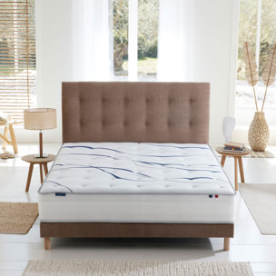 Ensemble matelas mousse HD SERENA + sommier, chenille bouclettes Moka