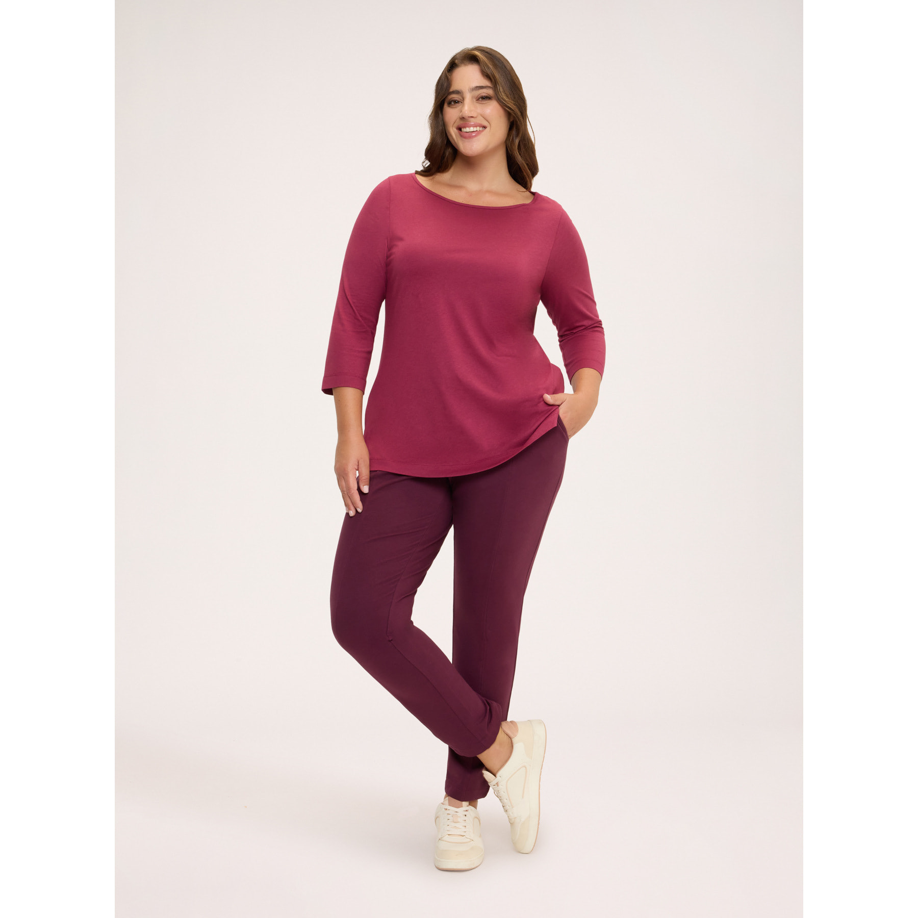 Fiorella Rubino - Camiseta con escote barco - Burgundy