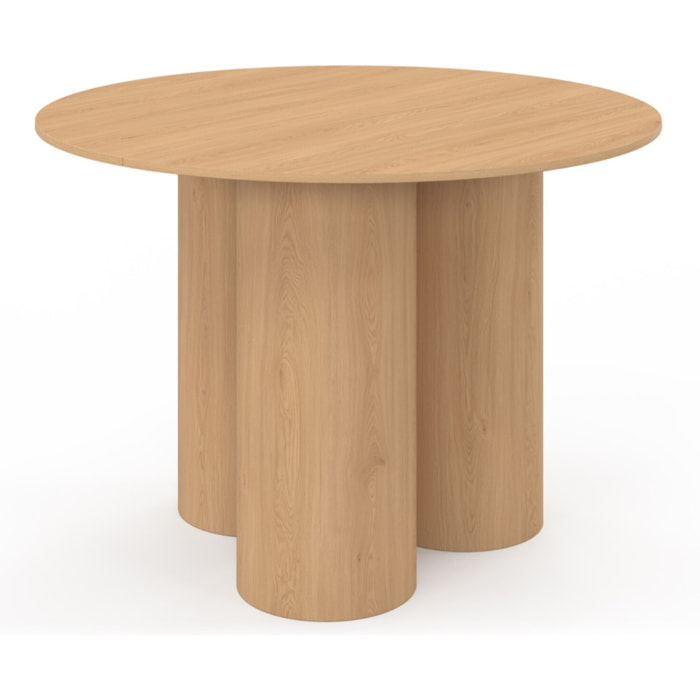 Table à manger ronde Olympia bois pieds pylône Ø110cm