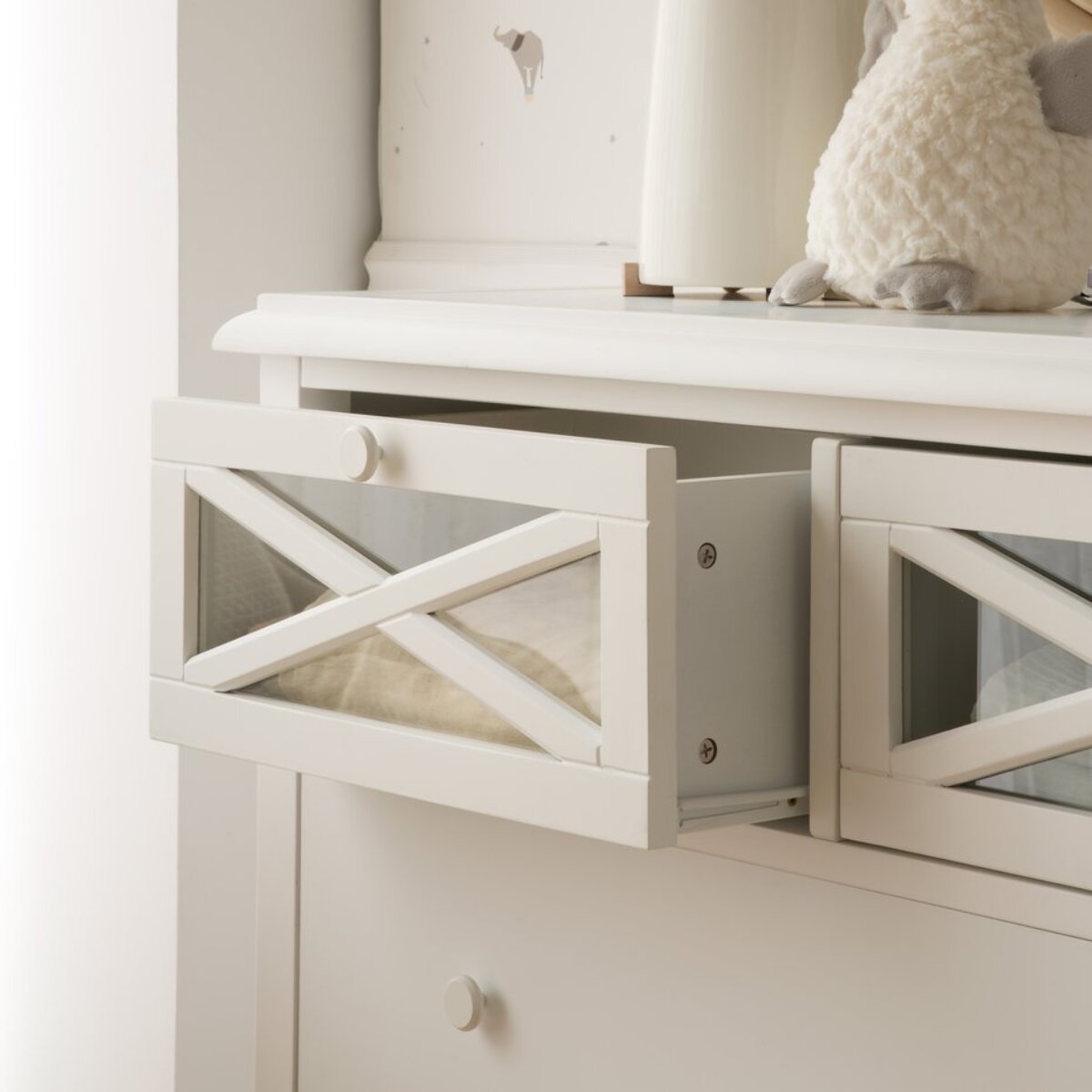 Commode Niza -bois massif d'araucaria et panneau mdf-couleur laqué blanc mat 100 x 87 x 42 cm