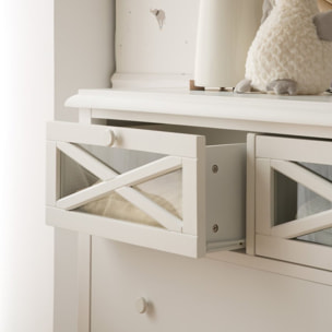 Commode Niza -bois massif d'araucaria et panneau mdf-couleur laqué blanc mat 100 x 87 x 42 cm