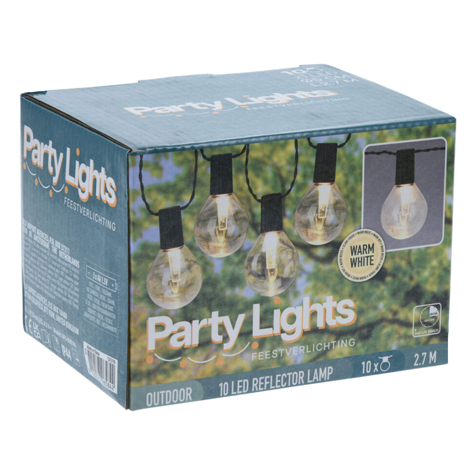 Guirnalda de luces led con bombillas, funciona con pilas - incluye temporizador