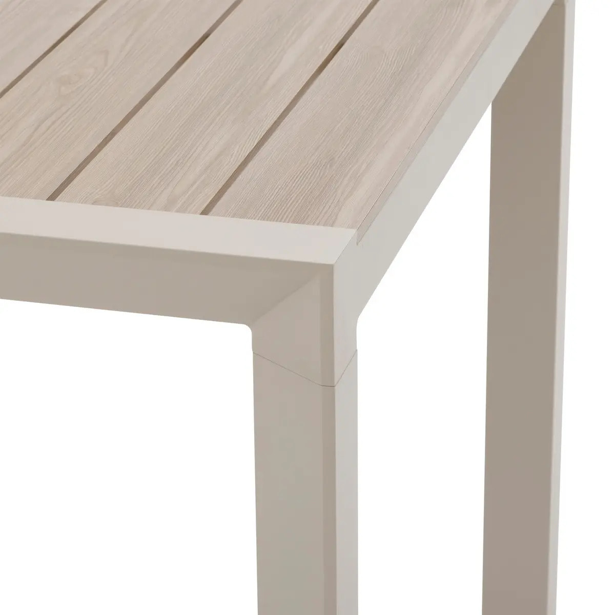 Table de jardin "Évasion" effet bois lin & argile 6 places lates en aluminium