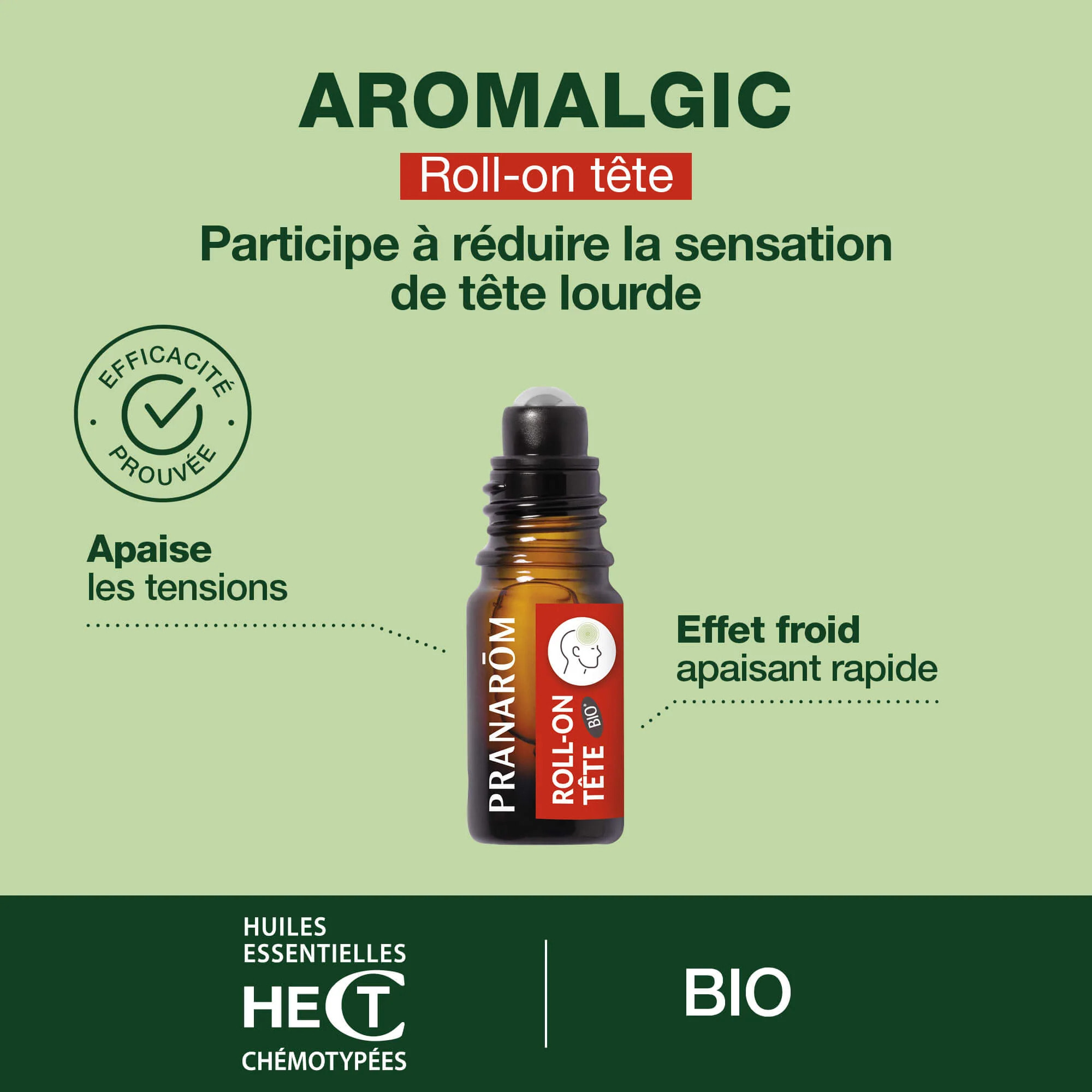 Pranarom - Roll-on maux de tête - Bio - 5 ml