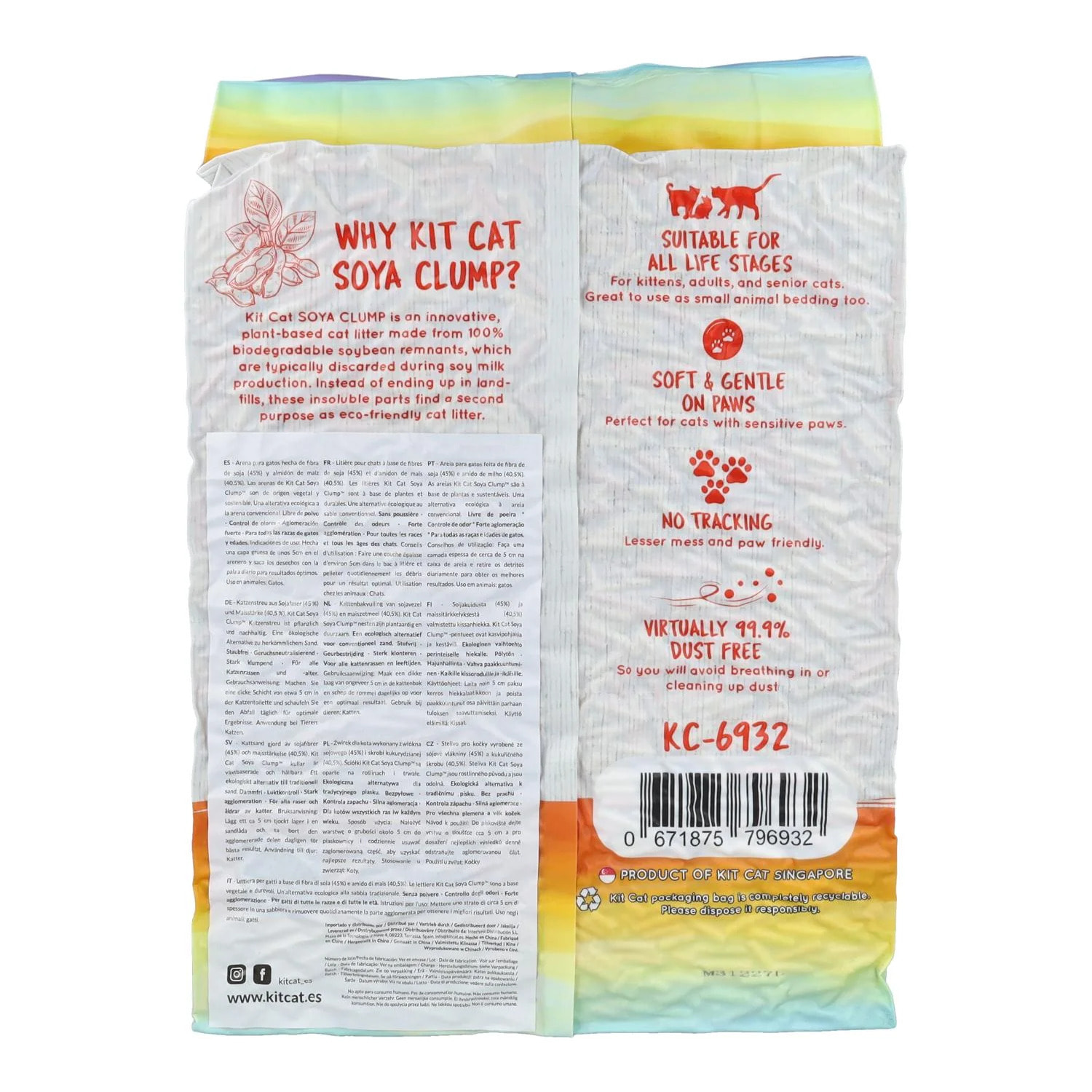 Pack 12x Kit Cat Arena Eco Nova - Confetti 7 L Arena para gatos