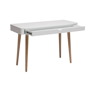 Bureau avec tiroir scandinave blanc et bois clair chêne L115 cm TOTEM