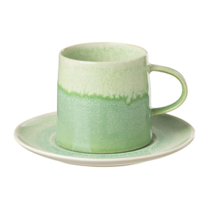 J-Line tasse + sous-tasse Lara - porcelaine - vert