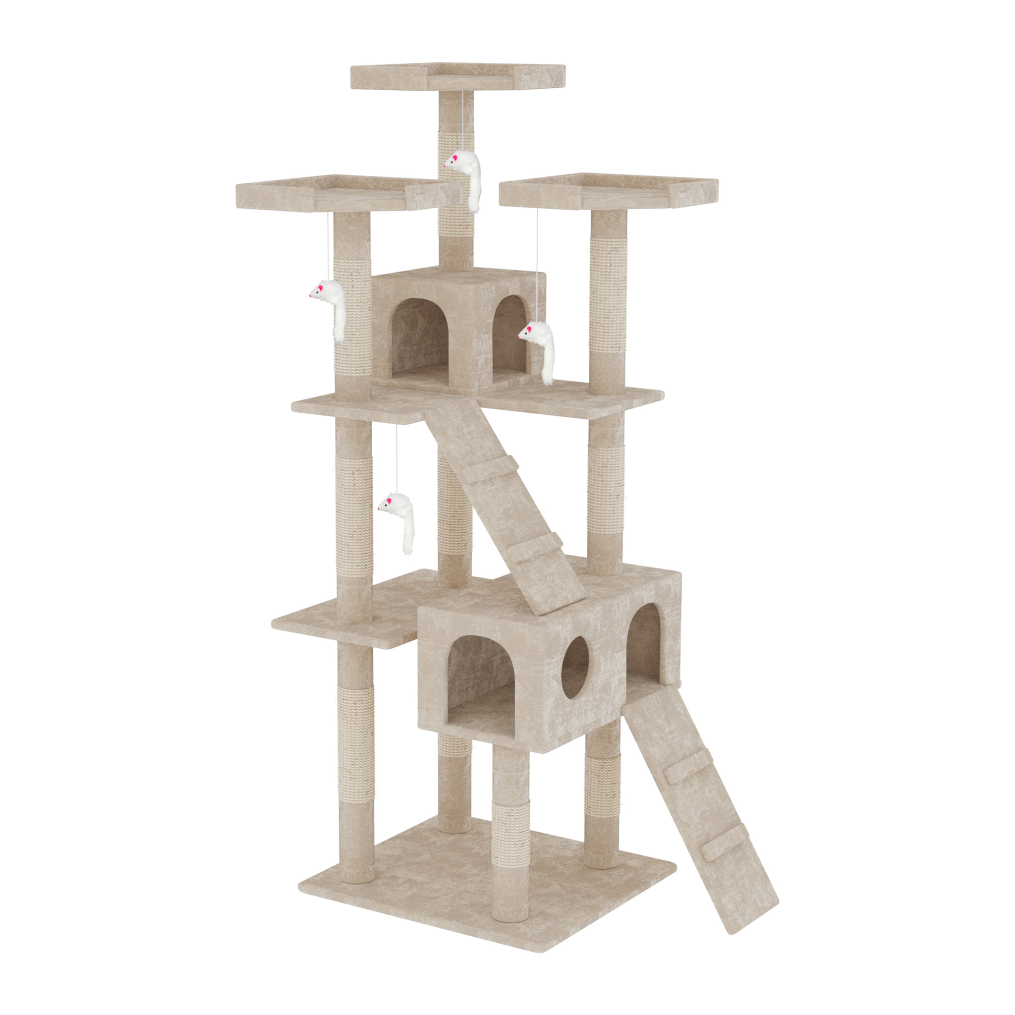 Albero per Gatto con Graffiatoio Cuccia Giocattolo Gatti Parco Giochi Tiragraffi in Sisal Naturale 170 x 49 x 49 cm