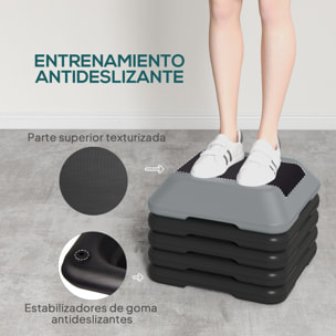 Step de Aeróbic Step para Fitness Stepper Antideslizante con Altura Ajustable de 10/15/20/25/30 cm Carga 150 kg para Entrenamiento en Casa Gimnasio Gris