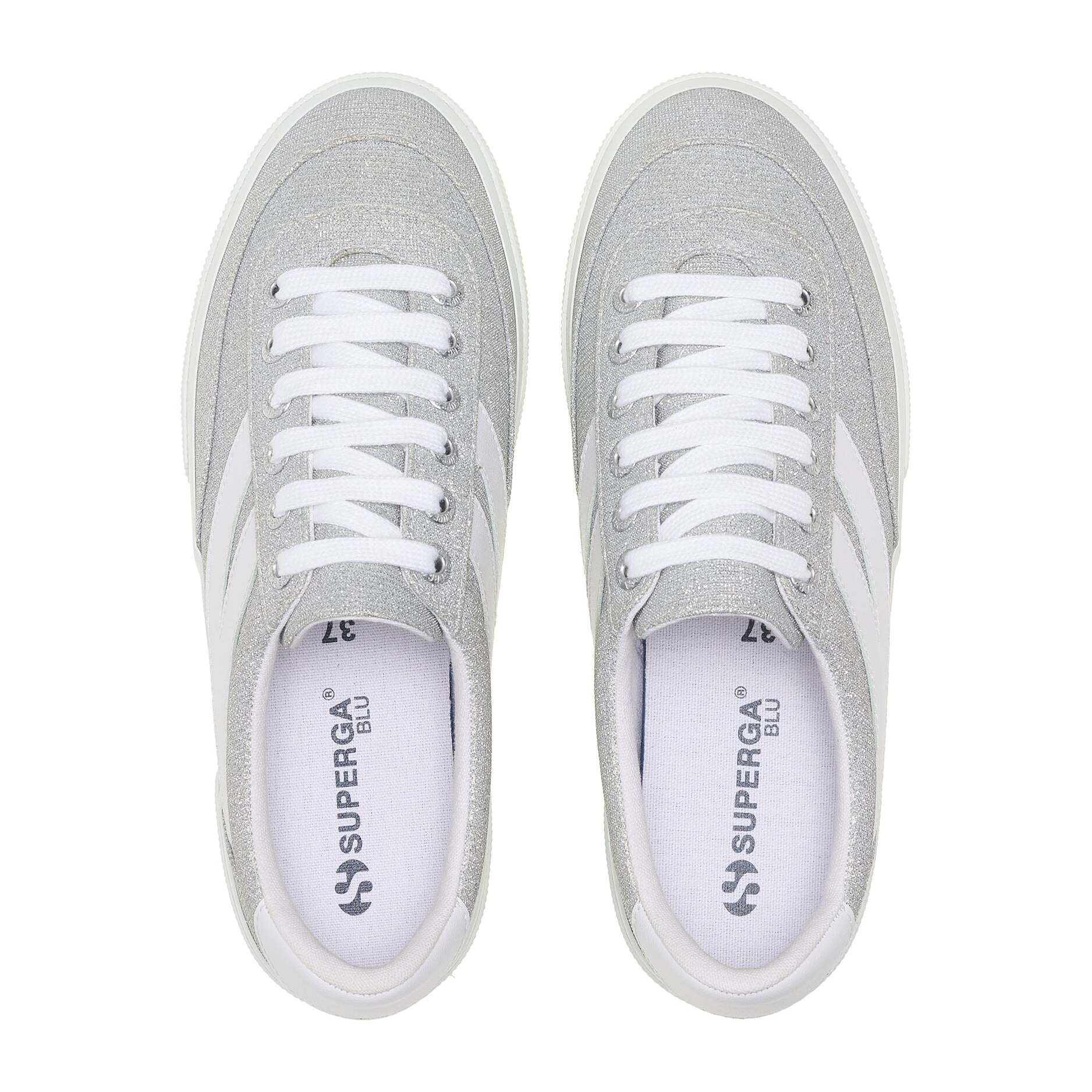 Scarpe da donna Superga Grigio 3740 Platform Jersey Lame Blocks Leggera