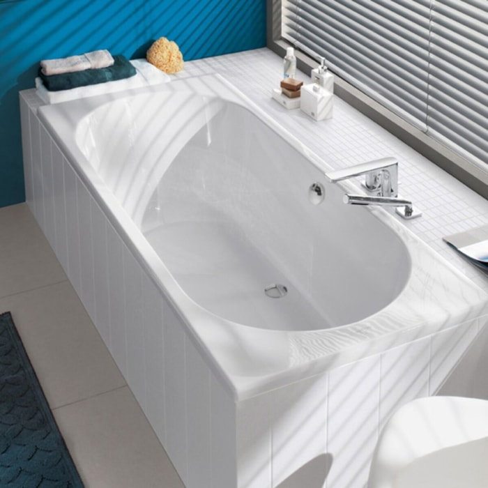 Baignoire droite VILLEROY ET BOCH O Novo acrylique avec pieds