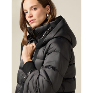 Oltre - Plumífero corto con perfiles joya - Negro