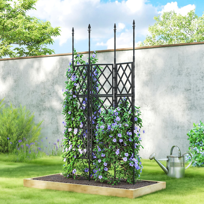 Enrejado de Jardín Plegable, Soporte para Plantas Trepadoras con Montaje DIY y Marco de Acero para Frutas, Verduras, Flores, Decoración Exterior, Patio, Terraza, 85x2x197 cm, Negro