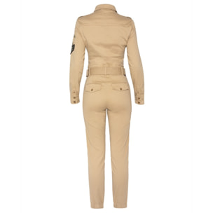 TRSUITW JUMPSUIT WITH US NAVY BADGES & BELT IN TENCEL 63% COTTON 18% TENCEL 15% POLYESTER 4% ELASTANE Beige