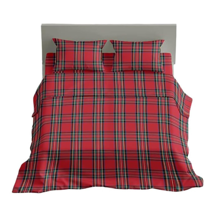 Completo lenzuola in cotone tartan scozzese con federe, set lenzuolo sopra e sotto con angoli, morbido e traspirante, resistente ai lavaggi, design caldo e tradizionale, ideale per inverno e uso quotidiano, qualità Made in Italy