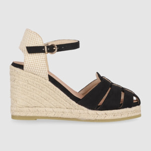 Sandalias de Tejido - Negro - Tacón: 8 cm