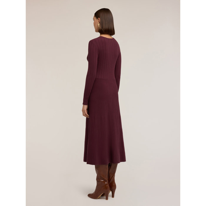 Motivi - Vestito flare in maglia a costine - Bordeaux