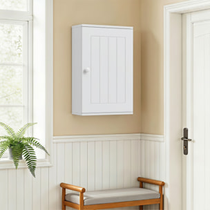 Armario de Baño de Pared, Mueble de Baño Colgar, Puerta con Cierre Suave, Estante Ajustable, para Cocina, Lavadero, 30x14x50 cm, Blanco
