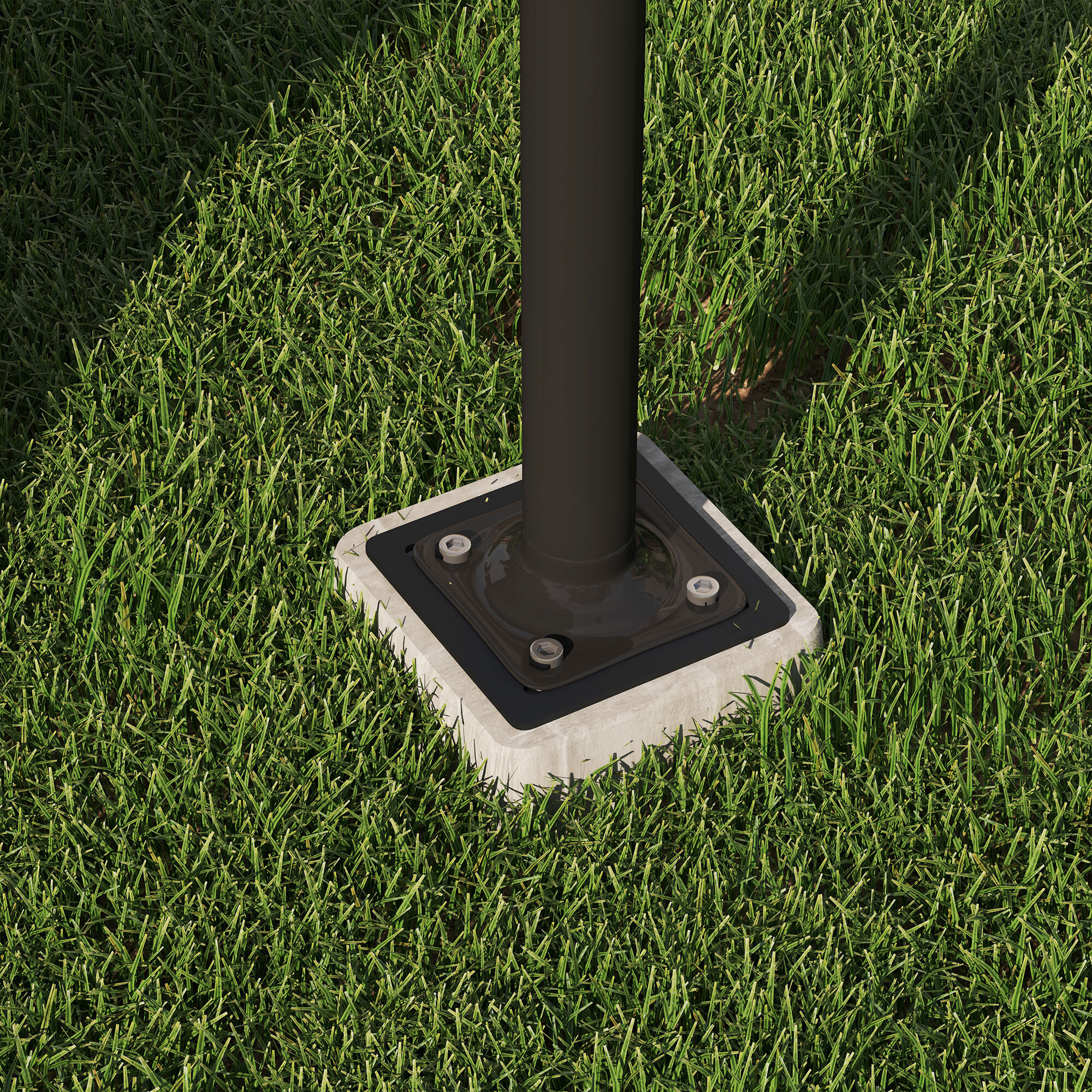 Pied pour parasol déporté à insérer dans la base d'ancrage dim. 16,5L x 16,5l x 40H cm métal galvanisé anthracite