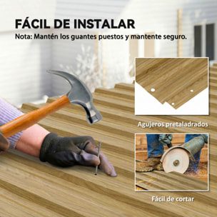 12x Paneles para Tejado de Acero Galvanizado, Chapas Perfiladas de Techo 7m², para Caseta de Herramientas, Cobertizo, Garaje, Exterior, 129x45cm, Madera Natural