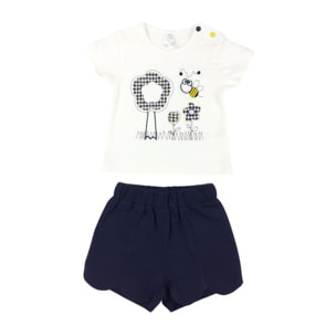 TSHIRT JERSEY BIANCO E SHORT JERSEY BLU APPLICAZIONE APINA