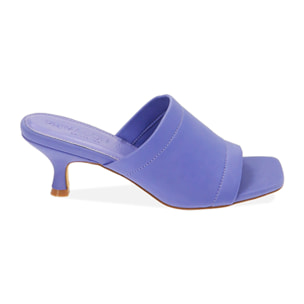 Mules viola in tessuto, tacco 5,5 cm