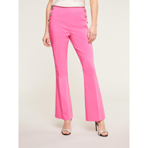 Motivi - Pantalones flare con detalle lateral de botones - Fuchsia