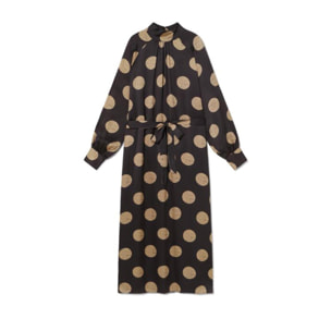 Abito svasato collo alto a pois