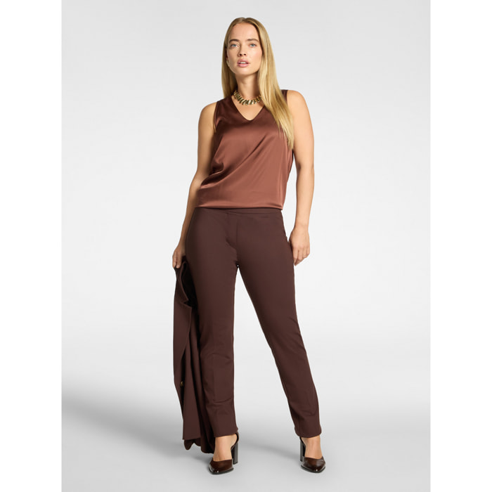 Elena Mirò - Pantaloni slim misto viscosa - Marrone