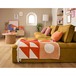 Marisol - canapé d'angle modulable 4 places - velours texturé - Jaune