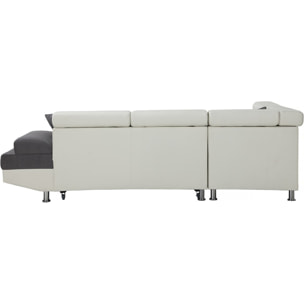 Canapé d'angle convertible "Sophia luxe" - 265 x 190.5 x 80/91 cm - Blanc / Gris - 5 places - Angle gauche