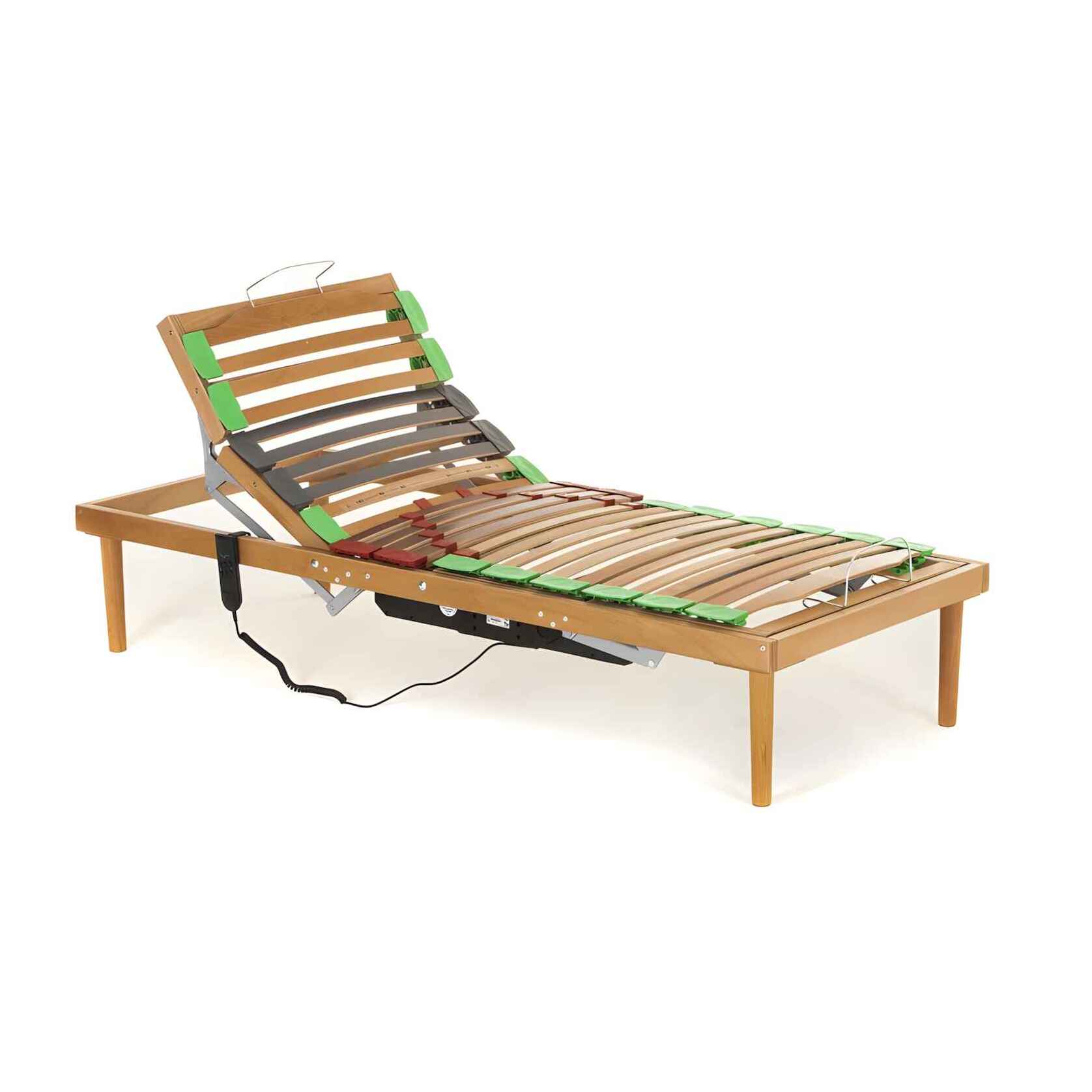 Rete a doghe singola in faggio mod. DynActive alzata testa piedi Motorizzata mis. 120x190 con doghe ammortizzate e basculanti