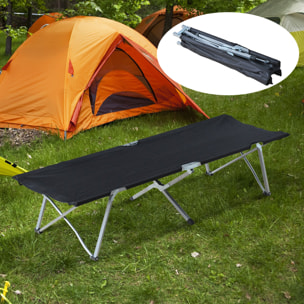 Cama de Camping Plegable Cama de Acampada con Marco Metálico Carga 136 kg para Playa Senderismo 193x64x40 cm Negro