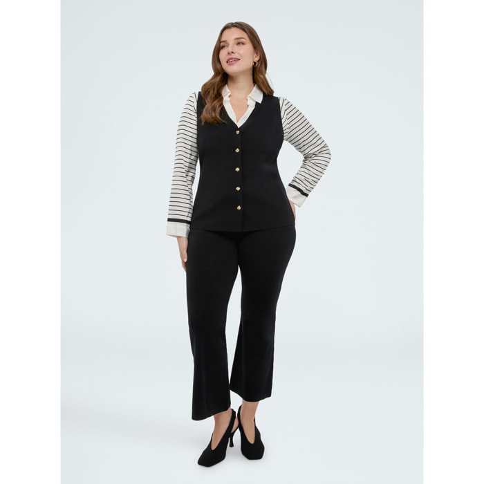 Fiorella Rubino - Pantalones Flare de punto - Negro