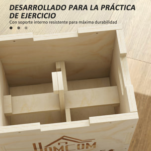 Cajón Pliométrico de Madera 3 en 1, Plataforma de Caja Pliométrica con 3 Alturas Diferentes, 2 Mango Hueco, Entrenamiento de Salto, Fuerza, para Casa, Gimnasio y Exterior, 40,5x35,5x30,5 cm