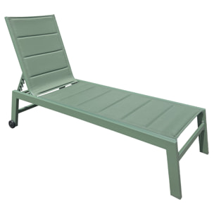 Lot de 2 bains de soleil BARBADOS en textilène vert sauge - aluminium vert sauge