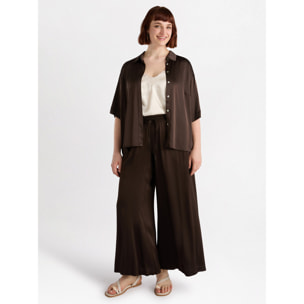 Fiorella Rubino - Pantalón palazzo de raso - Marrón
