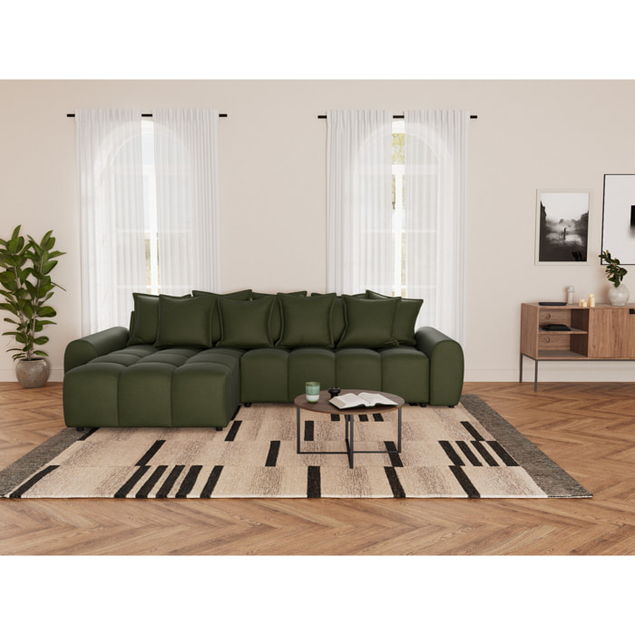 Adelaide - canapé d'angle réversible 4 places en tissu texturé - Vert