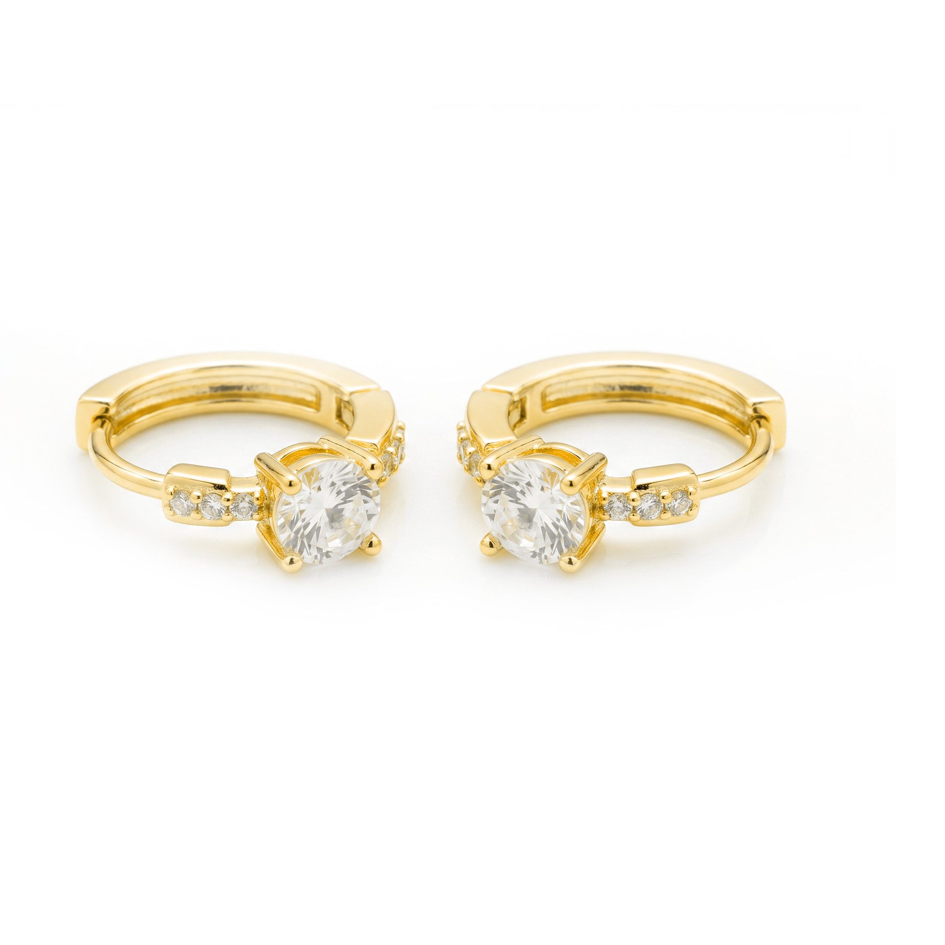Pendientes de Circonita Brillante acabado en oro amarillo de 18k