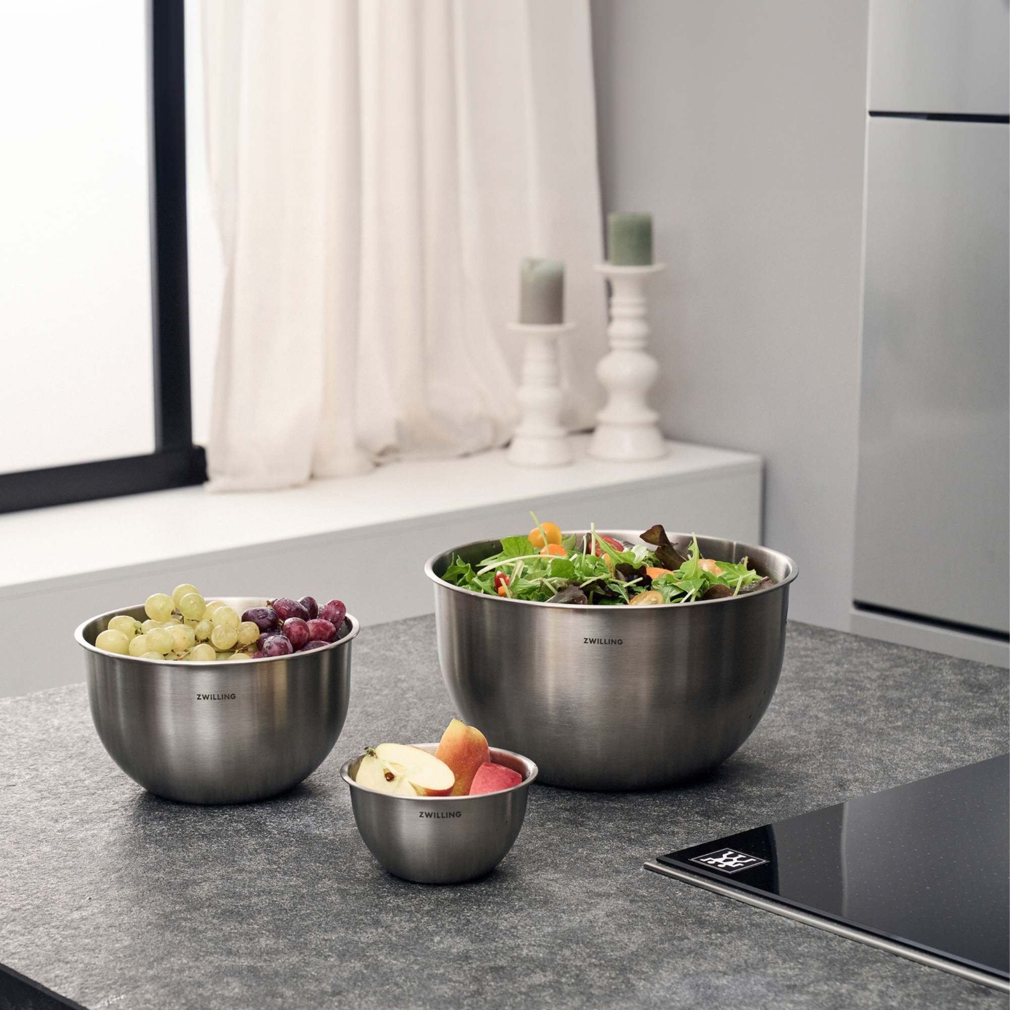 Set de bols S/M/L / 3-pcs, Acier inoxydable, Argent