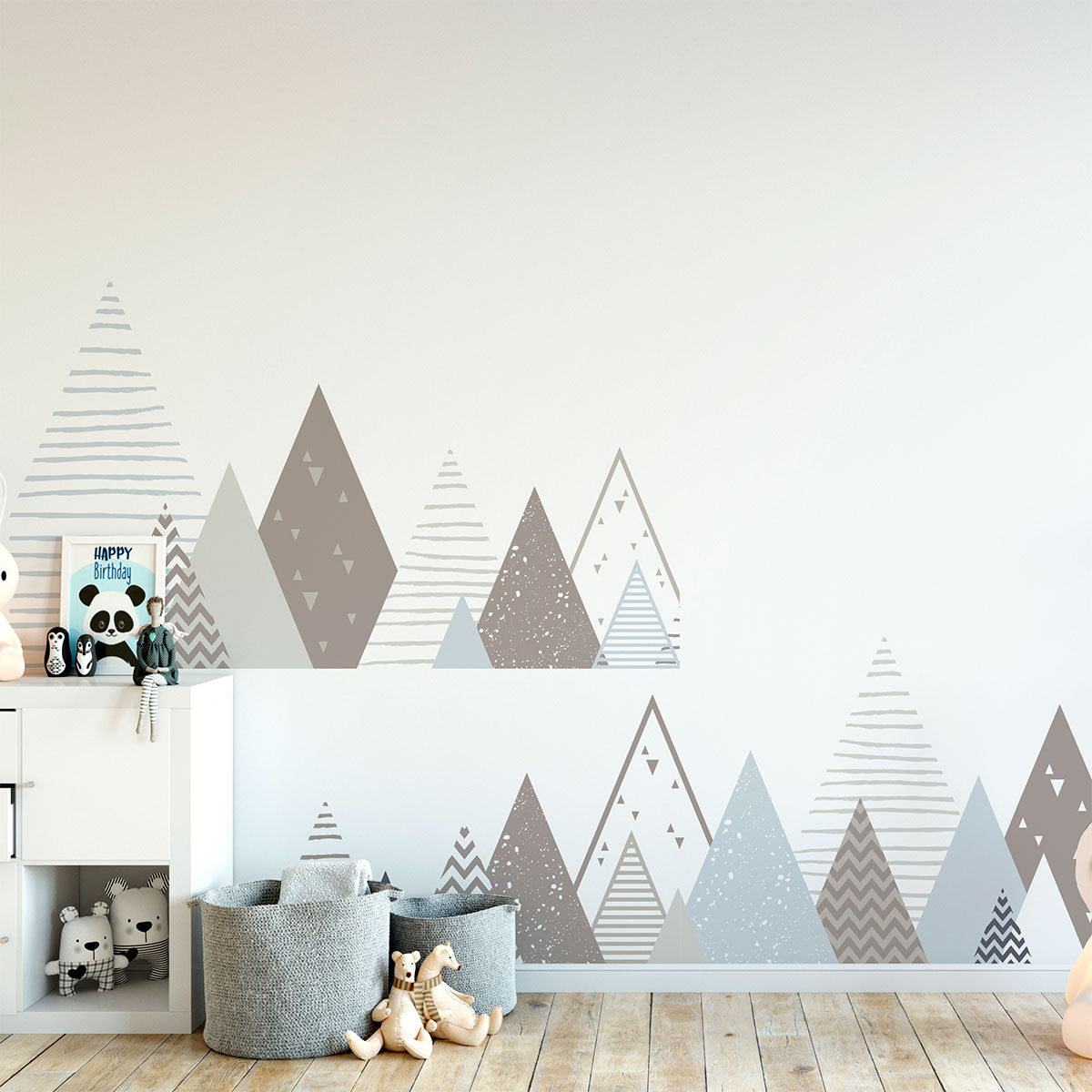 Stickers muraux enfants - Décoration chambre bébé - Autocollant Sticker mural géant enfant montagnes scandinaves VALENRIKA