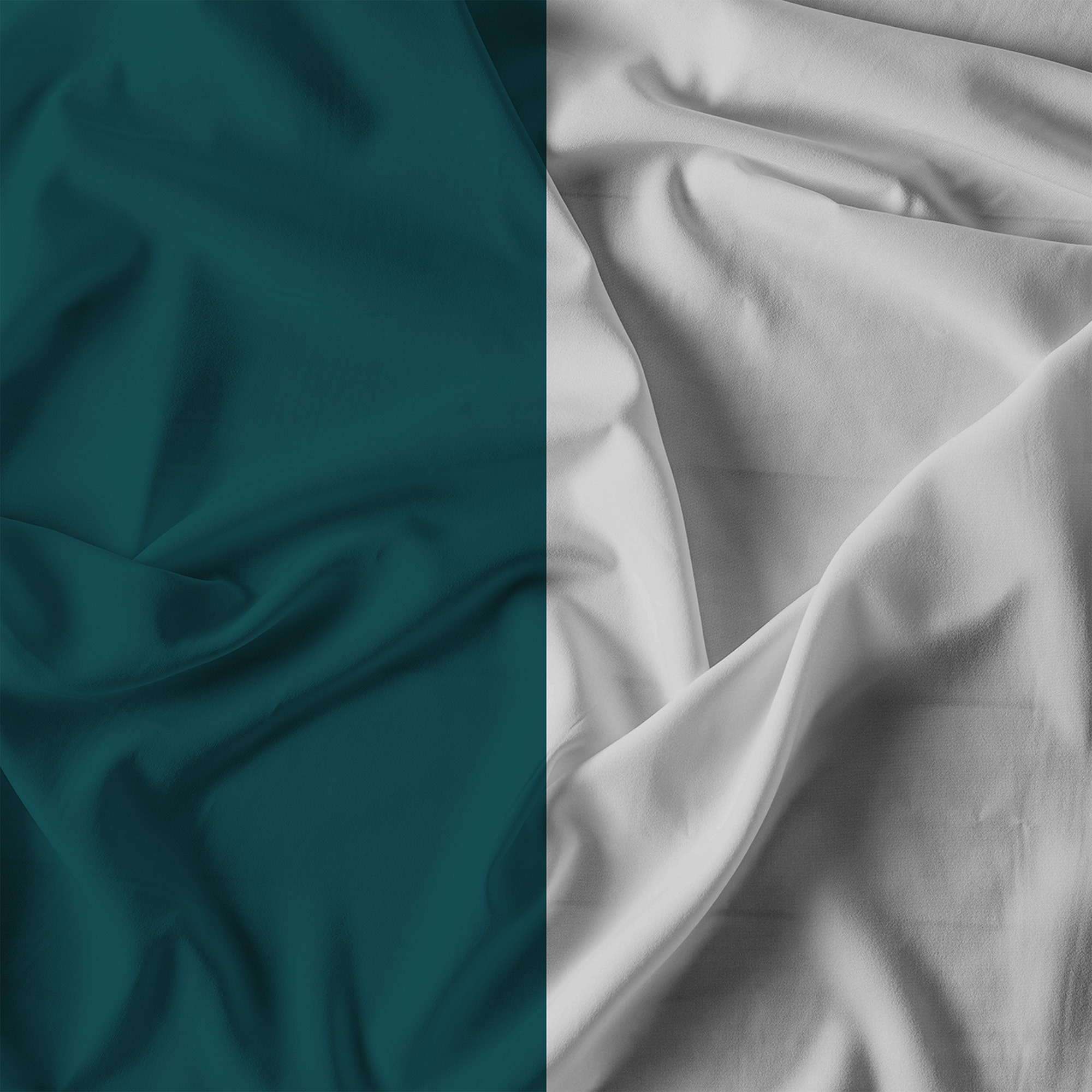 COMPLETO LETTO NATURAL COLOR, 100% Cotone, Made in Italy - VERDE PETROLIO/GRIGIO CHIARO