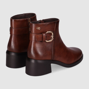 Botines de Piel Sintética - Marron - Tacón: 5 cm