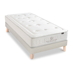 Ensemble Matelas Prélude 2.0 & & Sommier Lino, 25 cm, Latex 100% Naturel, Technologie Tri-Lattes, Soutien Ferme