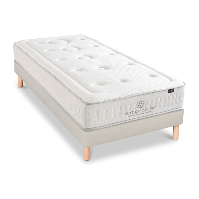 Ensemble Matelas Prélude 2.0 & & Sommier Lino, 25 cm, Latex 100% Naturel, Technologie Tri-Lattes, Soutien Ferme