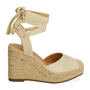 Alpargatas lona oro, cuña 11,5 cm